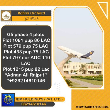 10 Marla Residential Plot for Sale in Phase 4 - G5 Block -  Bahria Orchard, Lahore - (BP-346906)