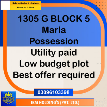 5 Marla Residential Plot for Sale in Phase 2 - G Block -  Bahria Orchard, Lahore - (BP-347009)