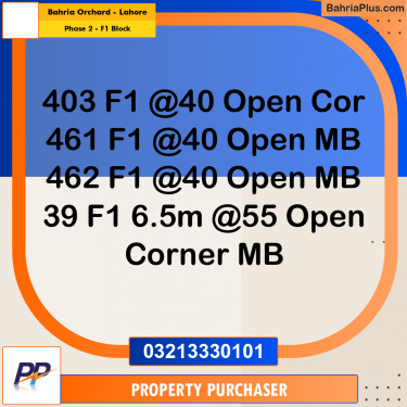 5 Marla Residential Plot for Sale in Phase 2 - F1 Block -  Bahria Orchard, Lahore - (BP-347028)