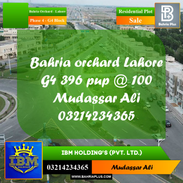 10 Marla Residential Plot for Sale in Phase 4 - G4 Block -  Bahria Orchard, Lahore - (BP-347063)