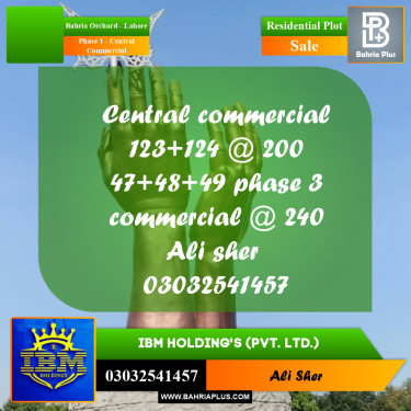 4 Marla Residential Plot for Sale in Phase 1 - Central Commercial -  Bahria Orchard, Lahore - (BP-347077)