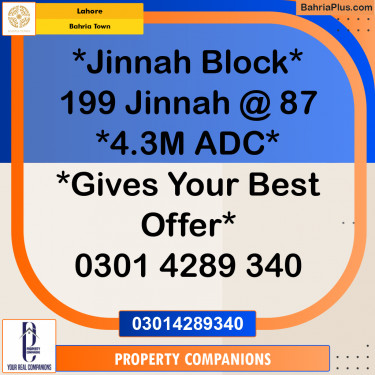 Residential Plot for Sale in Bahria Town, Lahore - (BP-347125)