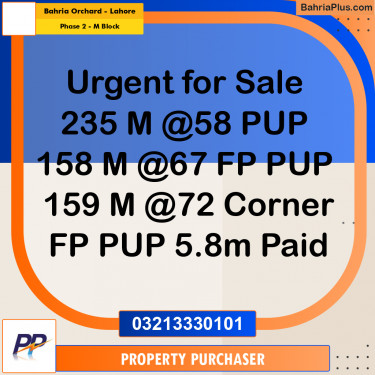 5 Marla Residential Plot for Sale in Phase 2 - M Block -  Bahria Orchard, Lahore - (BP-347159)