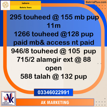 10 Marla Residential Plot for Sale in Bahria Town, Lahore - (BP-347205)