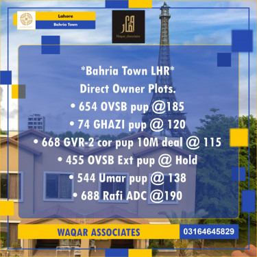 10 Marla Residential Plot for Sale in Bahria Town, Lahore - (BP-347260)