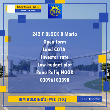 8 Marla Residential Plot for Sale in Phase 2 - F Block -  Bahria Orchard, Lahore - (BP-347304)
