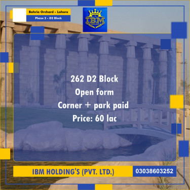 8 Marla Residential Plot for Sale in Phase 2 - D2 Block -  Bahria Orchard, Lahore - (BP-347324)