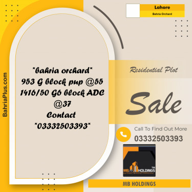 5 Marla Residential Plot for Sale in Bahria Orchard, Lahore - (BP-347351)