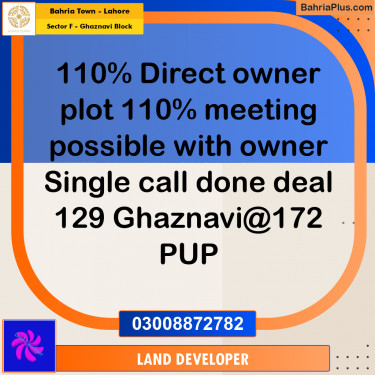 10 Marla Residential Plot for Sale in Sector F - Ghaznavi Block -  Bahria Town, Lahore - (BP-347382)