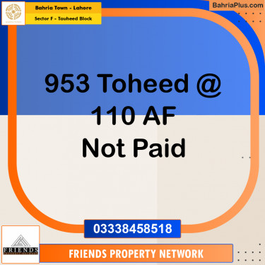 10 Marla Residential Plot for Sale in Sector F - Tauheed Block -  Bahria Town, Lahore - (BP-347435)