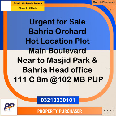 8 Marla Residential Plot for Sale in Phase 2 - C Block -  Bahria Orchard, Lahore - (BP-347442)