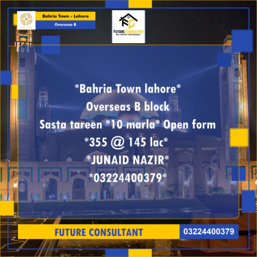 10 Marla Residential Plot for Sale in Overseas B -  Bahria Town, Lahore - (BP-347464)
