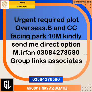 Residential Plot for Sale in Bahria Town, Lahore - (BP-347468)