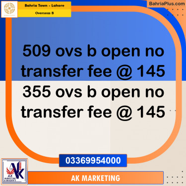 10 Marla Residential Plot for Sale in Overseas B -  Bahria Town, Lahore - (BP-347500)