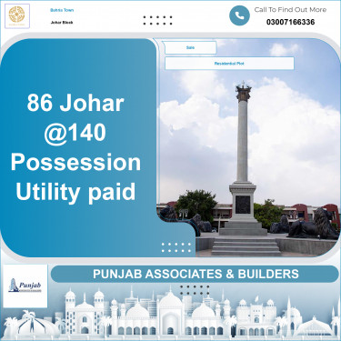 Residential Plot for Sale in Sector E - Johar Block -  Bahria Town, Lahore - (BP-347550)