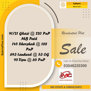 Residential Plot for Sale in Bahria Town, Lahore - (BP-347559)