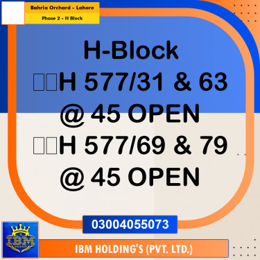 5 Marla Residential Plot for Sale in Phase 2 - H Block -  Bahria Orchard, Lahore - (BP-347690)