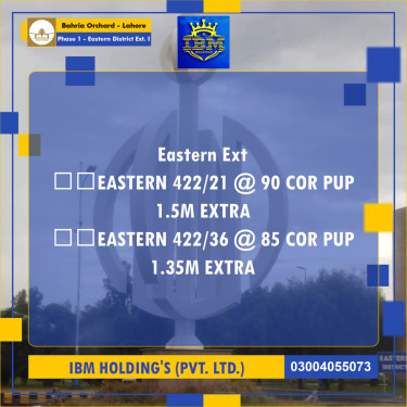 8 Marla Residential Plot for Sale in Phase 1 - Eastern District Ext. I -  Bahria Orchard, Lahore - (BP-347722)