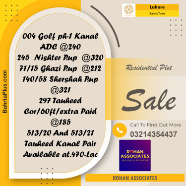 Residential Plot for Sale in Bahria Town, Lahore - (BP-347728)