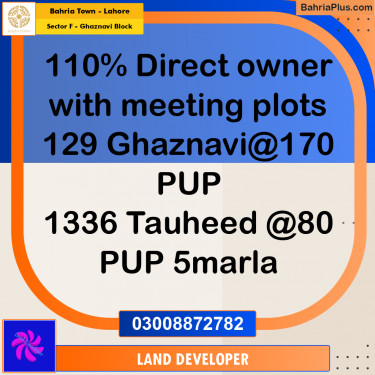 10 Marla Residential Plot for Sale in Sector F - Ghaznavi Block -  Bahria Town, Lahore - (BP-347732)