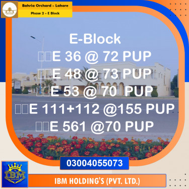 8 Marla Residential Plot for Sale in Phase 2 - E Block -  Bahria Orchard, Lahore - (BP-347781)