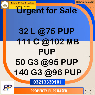 8 Marla Residential Plot for Sale in Phase 2 - L Block -  Bahria Orchard, Lahore - (BP-347789)