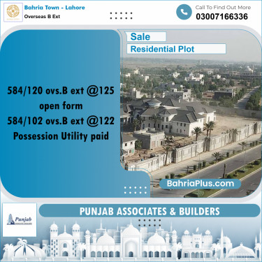 Residential Plot for Sale in Overseas B Ext -  Bahria Town, Lahore - (BP-347811)