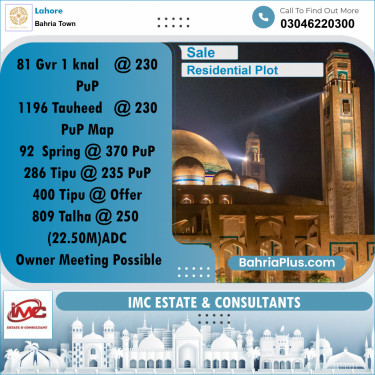 Residential Plot for Sale in Bahria Town, Lahore - (BP-347858)