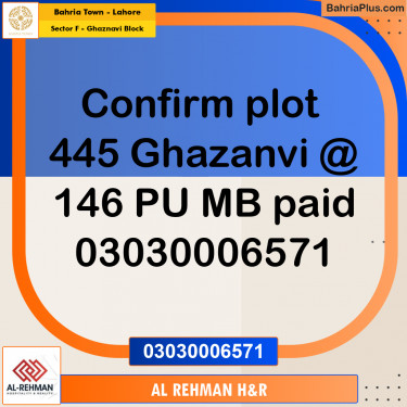 10 Marla Residential Plot for Sale in Sector F - Ghaznavi Block -  Bahria Town, Lahore - (BP-347926)
