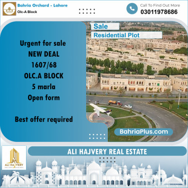 5 Marla Residential Plot for Sale in OLC-A Block -  Bahria Orchard, Lahore - (BP-347970)