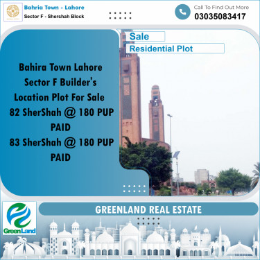 10 Marla Residential Plot for Sale in Sector F - Shershah Block -  Bahria Town, Lahore - (BP-347998)