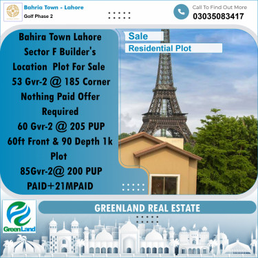 1 Kanal Residential Plot for Sale in Golf Phase 2 -  Bahria Town, Lahore - (BP-348001)