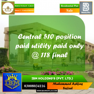 10 Marla Residential Plot for Sale in Phase 1 - Central District -  Bahria Orchard, Lahore - (BP-348023)