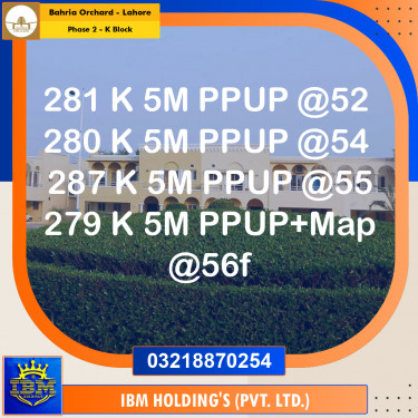 5 Marla Residential Plot for Sale in Phase 2 - K Block -  Bahria Orchard, Lahore - (BP-348090)