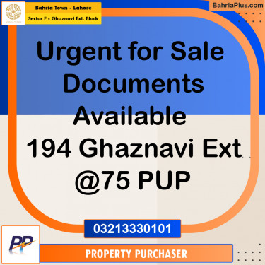 5 Marla Residential Plot for Sale in Sector F - Ghaznavi Ext. Block -  Bahria Town, Lahore - (BP-348104)