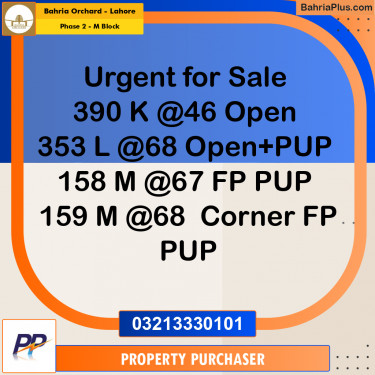 5 Marla Residential Plot for Sale in Phase 2 - M Block -  Bahria Orchard, Lahore - (BP-348111)