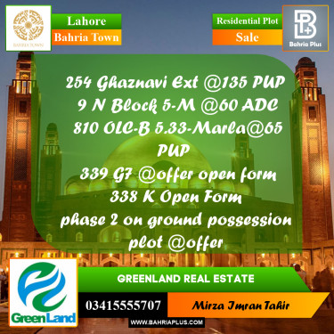 Residential Plot for Sale in Bahria Town, Lahore - (BP-348114)