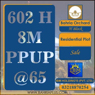 8 Marla Residential Plot for Sale in Phase 2 - H Block -  Bahria Orchard, Lahore - (BP-348130)