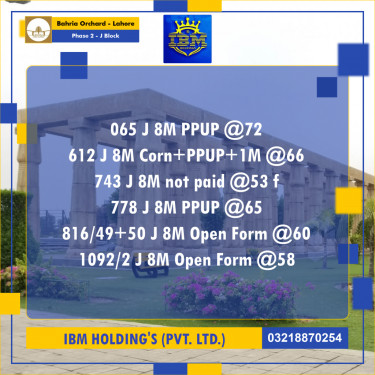 8 Marla Residential Plot for Sale in Phase 2 - J Block -  Bahria Orchard, Lahore - (BP-348135)