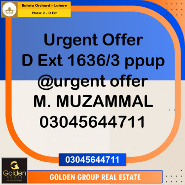 8 Marla Residential Plot for Sale in Phase 2 - D Ext -  Bahria Orchard, Lahore - (BP-348162)