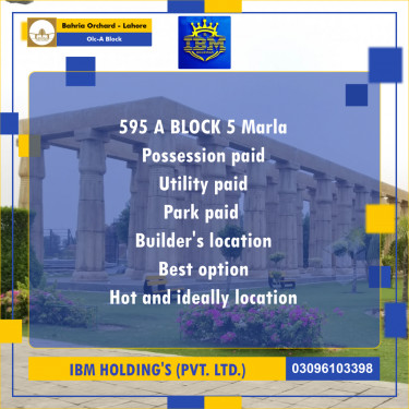 5 Marla Residential Plot for Sale in OLC-A Block -  Bahria Orchard, Lahore - (BP-348189)