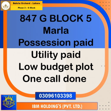5 Marla Residential Plot for Sale in Phase 2 - G Block -  Bahria Orchard, Lahore - (BP-348190)