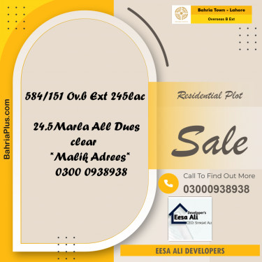 24.5 Kanal Residential Plot for Sale in Overseas B Ext -  Bahria Town, Lahore - (BP-348279)