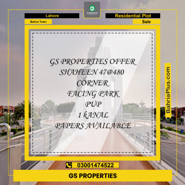 1 Kanal Residential Plot for Sale in Bahria Town, Lahore - (BP-348300)