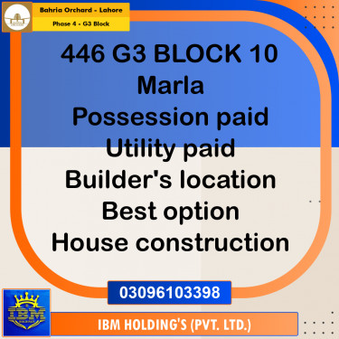 10 Marla Residential Plot for Sale in Phase 4 - G3 Block -  Bahria Orchard, Lahore - (BP-348359)