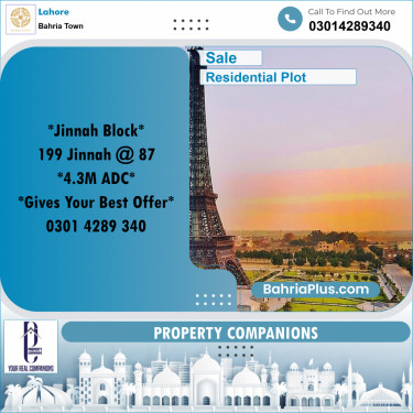 Residential Plot for Sale in Bahria Town, Lahore - (BP-348400)