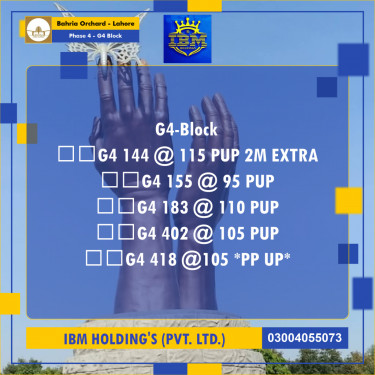 10 Marla Residential Plot for Sale in Phase 4 - G4 Block -  Bahria Orchard, Lahore - (BP-348422)