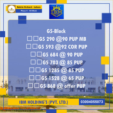 10 Marla Residential Plot for Sale in Phase 4 - G5 Block -  Bahria Orchard, Lahore - (BP-348424)