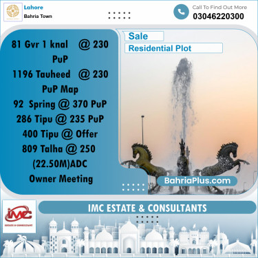 Residential Plot for Sale in Bahria Town, Lahore - (BP-348523)