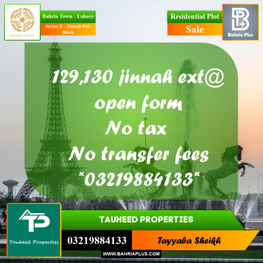 5 Marla Residential Plot for Sale in Sector E - Jinnah Ext. Block -  Bahria Town, Lahore - (BP-348576)